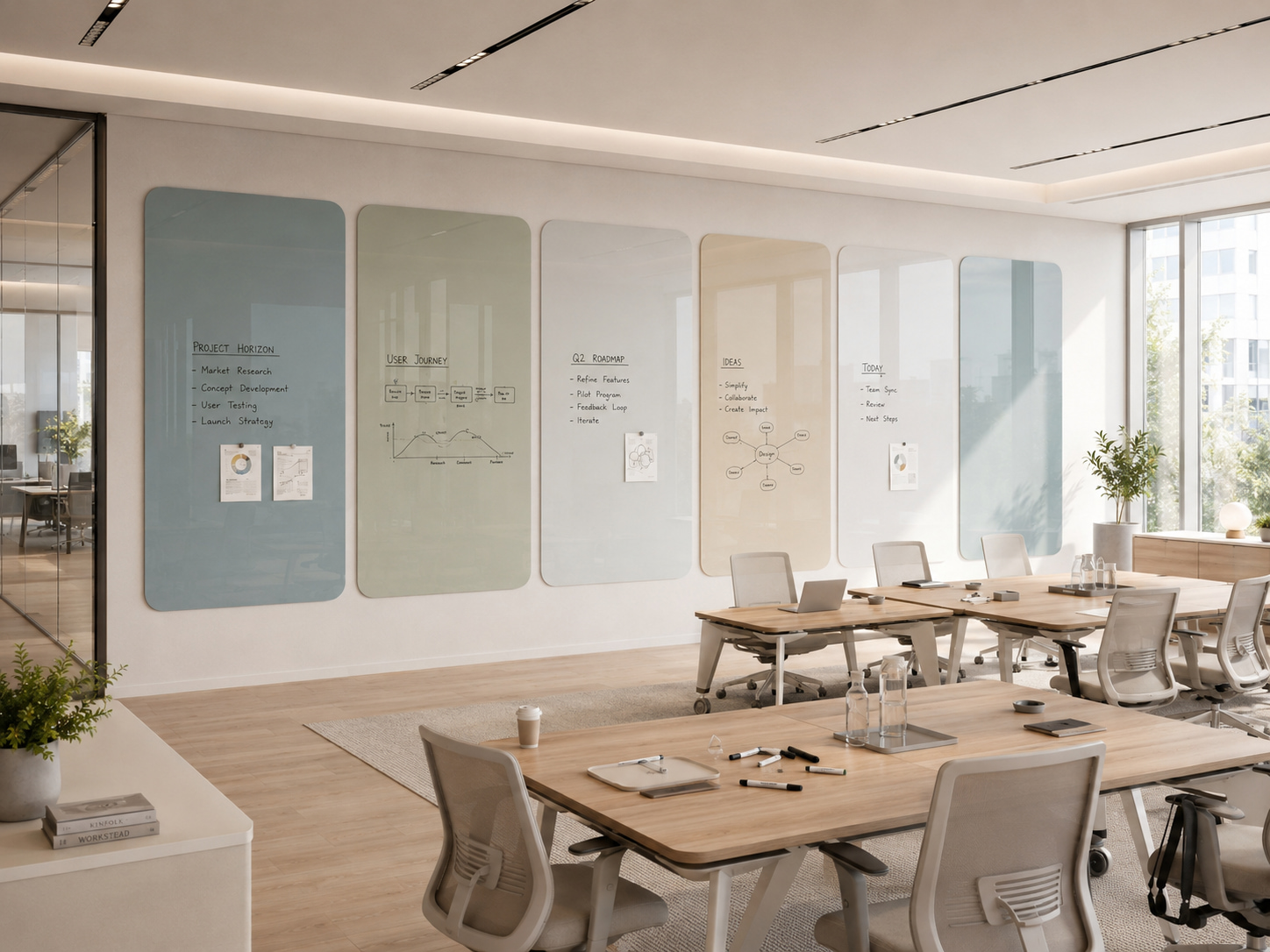 Collaborate — frameless curved glass whiteboards